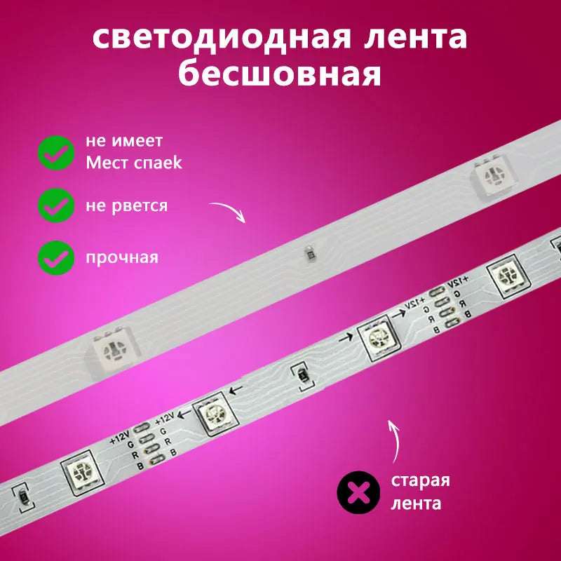 STTL APP Control and Remote Control 5m Smart Strip Light 30LEDs/m RGB Color Change LED Strip Lights for Home Decoration