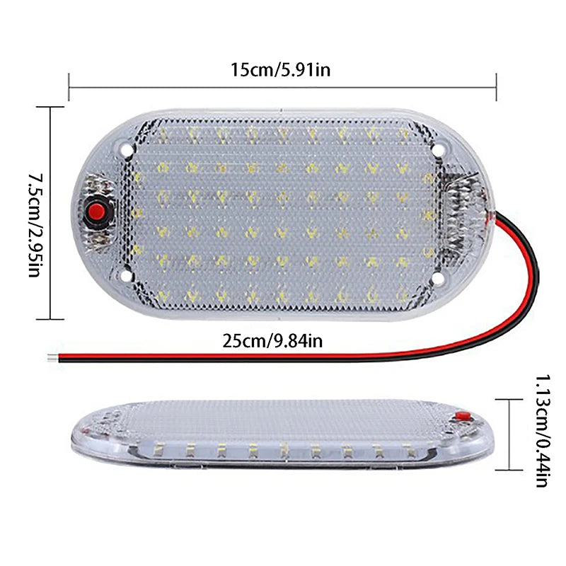 60LED 12V-85V High Brightness LED Car Dome Roof Light Interior Ceiling Reading Lamp Forklift Cabin Light Strip