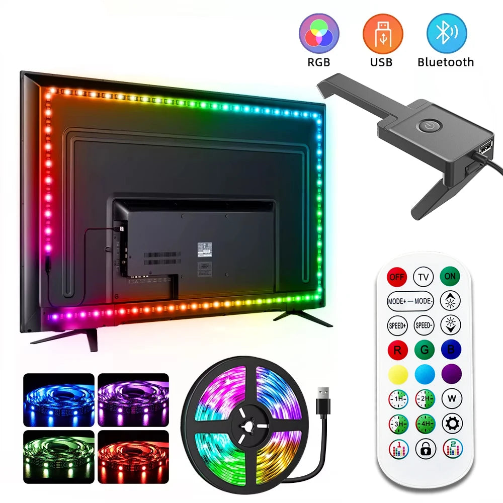 Wiscolor RGBIC LED TV Backlight Strip music Sync with Screen USB 5V for 55-65 Inch  TVs Game Room Ambient Decor Lighting App