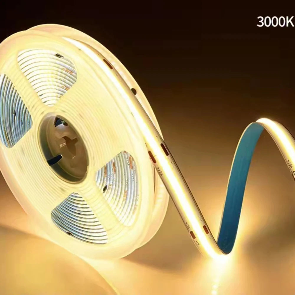 DC12V 24V 5mm 8mm COB Led Strip Lights Soft Flexible 480leds/m Ra95 Warm Cold White 4000K R/G/B/Y for Decor Lighting Dimmable