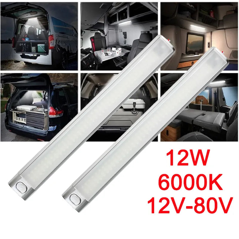 12W vehicle LED Light Strip Car Interior Bar Flexible Mounting for Cargo Trailer Boat RV Truck Cabin Reading Light Long-Lasting