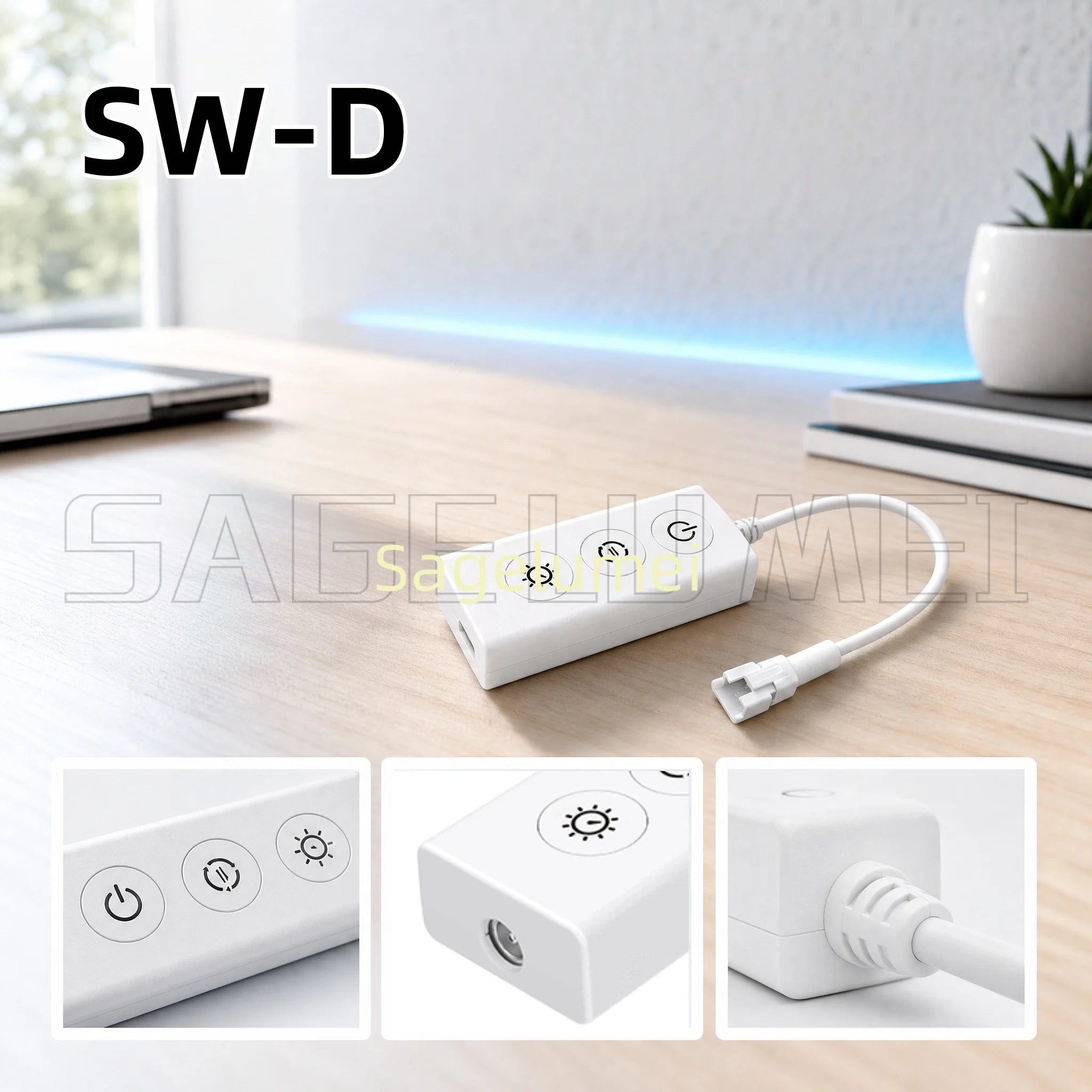 White Light SW-D 3-Button RF 2.4GHz LED SPI Controller Built-in 5 Kinds Light for WS2811 WS2812 WS2815 LED SPI Pixel Strip Lamp