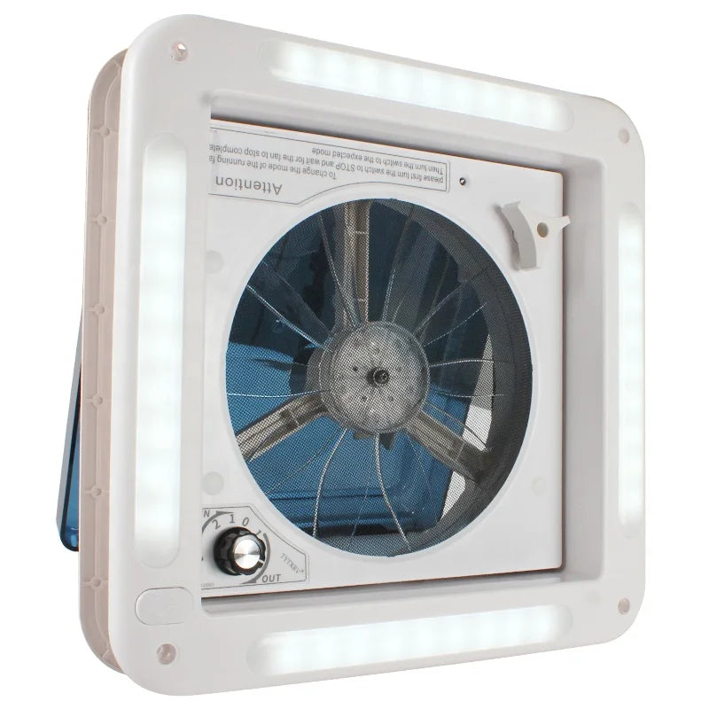 TYTXRV CE Certified 280MM 11'' RV Roof Vent with LED Light Manual Control Low Noise 3 Speeds Ajustable Caravan Exhaust Fan