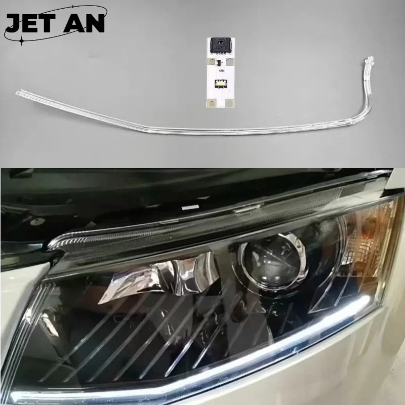For VW Skoda Octavia 2015 2016 2017 Car Headlight DRL Tube Chips Acrylic Light Guide Strip Light DRL Strip Plate Board
