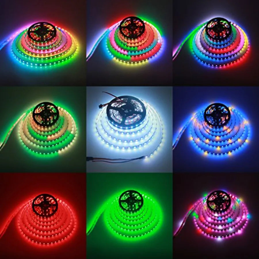 16.4FT WS2815 LED Strip Individually Addressable 300 Pixels Strip Light Dual Signal RGB 12V Flexible Programmable LED Strips IP