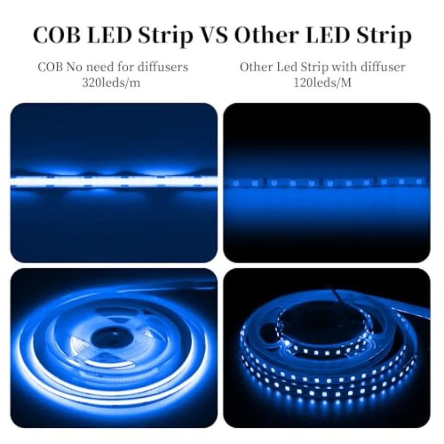 32.8ft/10M COB LED Light Strip, DC24V CRI 93+ Strip Light, 8mm Width LED Tape Lights, Flexible COB LED Lights for Bedroom, TV B